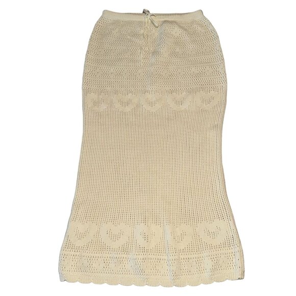 Rolla's Biscuit Cream Knit Slip Drawstring Heart Maxi Skirt Women's Small S - Picture 1 of 7